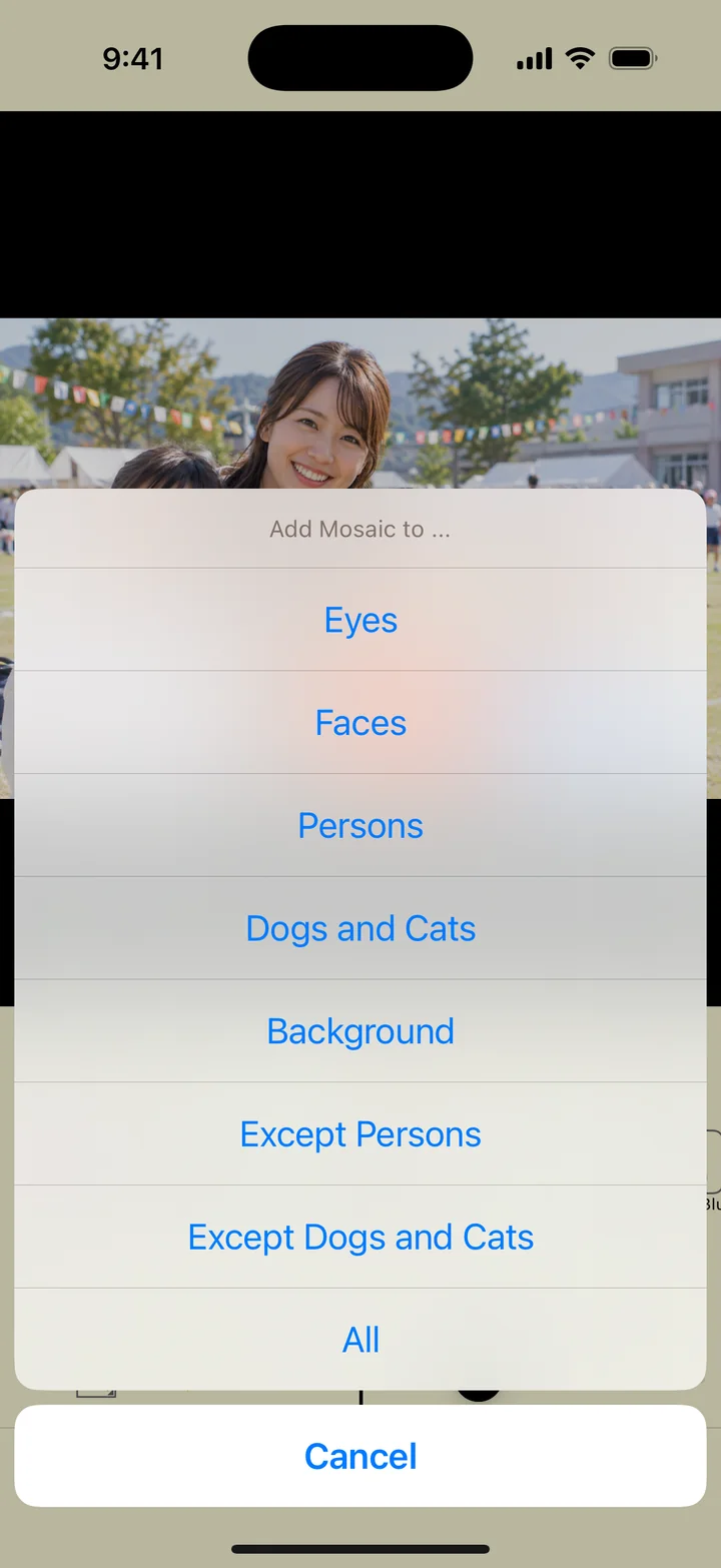 The AI menu for choosing what to edit